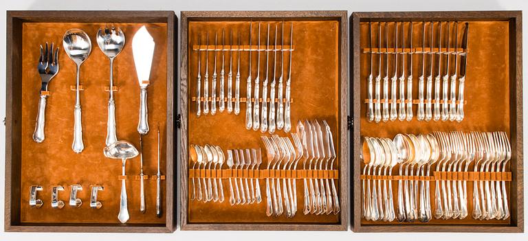 An 83-piece set of 'Chippendale' silver cutlery, Finnish and Swedish hallmarks, 1956-2004.