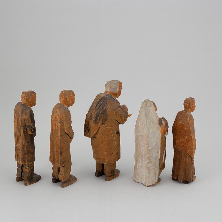 AXEL PETERSSON DÖDERHULTARN, sculptures, wood, 5, signed with a stamp.