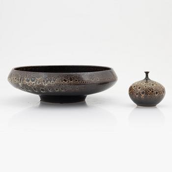 Yngve Blixt, a stoneware vase and a bowl, Höganäs.