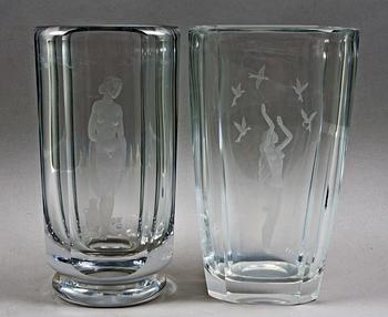 VASER, 2 st. Glas, bl.a Orrefors.