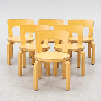 Alvar Aalto, children's chairs, 6 pcs, Artek, Finland.