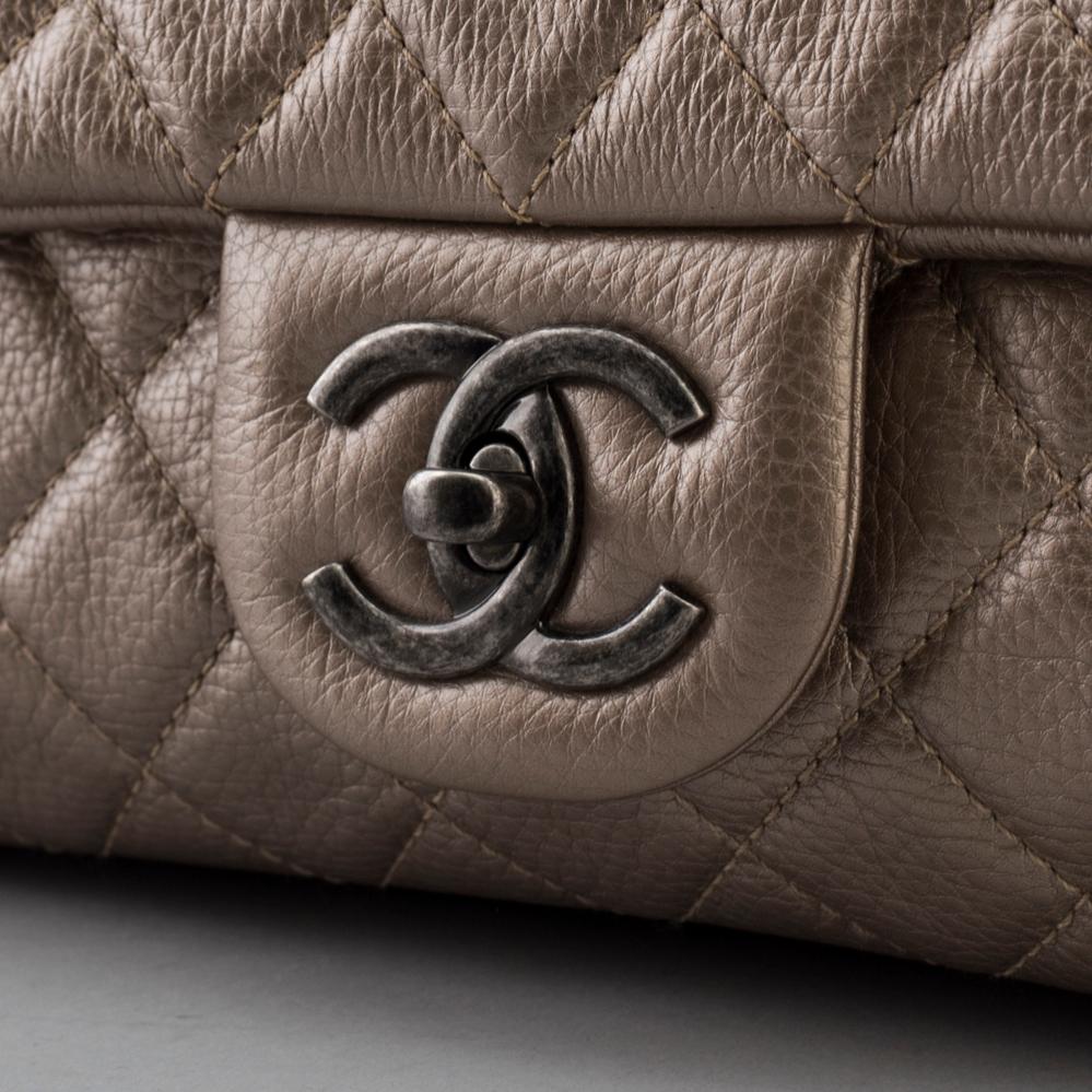 Chanel Metallic Calfksin XXL Large Classic Flap Bag, Gold , 2016-17.