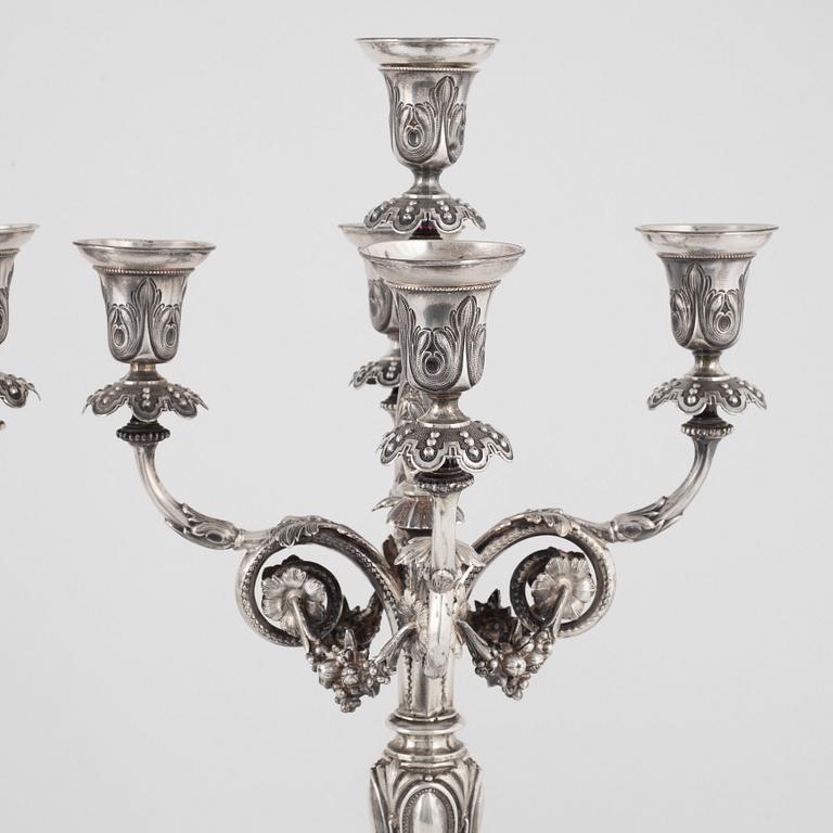 A pair of candelabras, silver, V. Christensen, Copenhagen, 1893 - 1910.