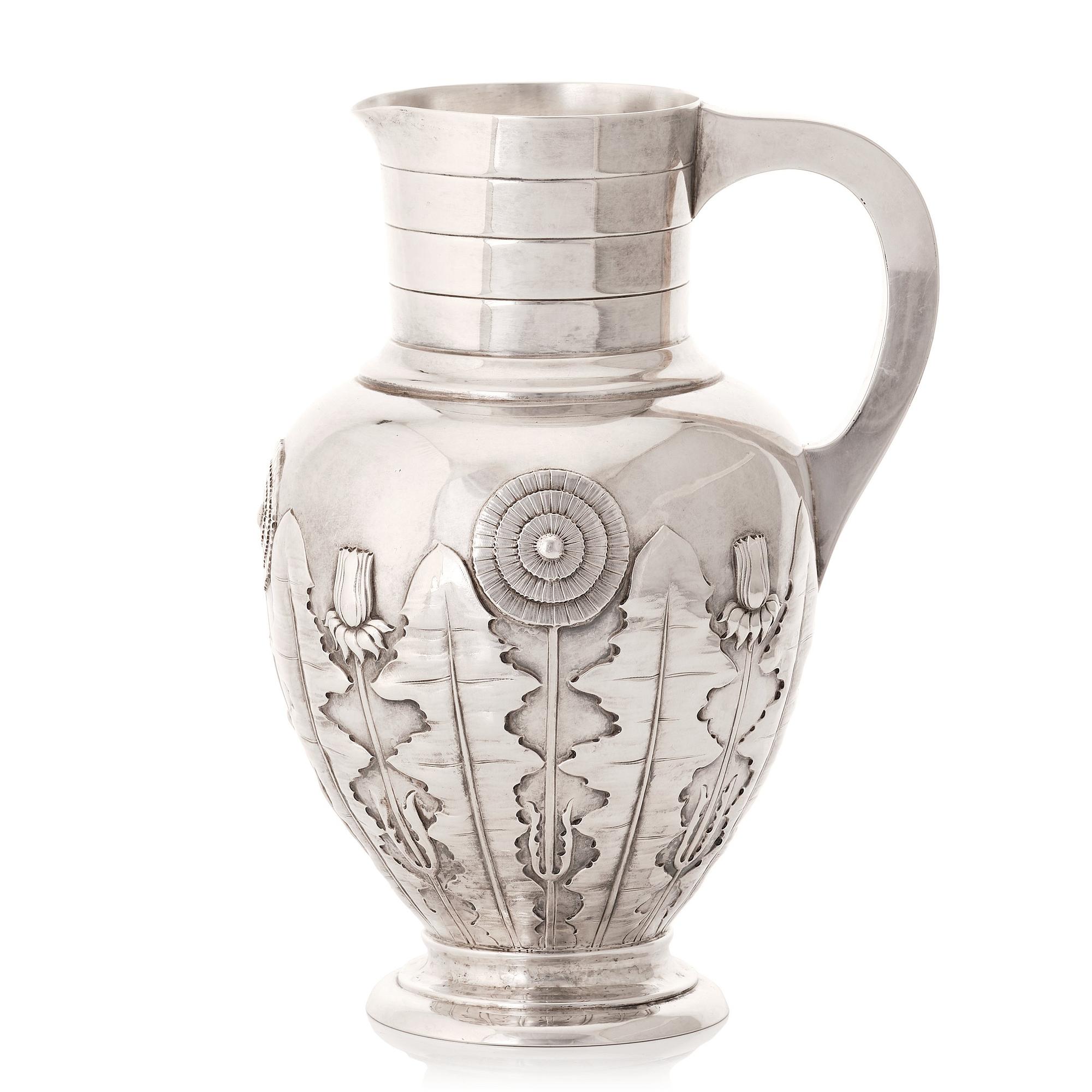 S & M Benzen, an Art Nouveau silver pitcher, Copenhagen 1905.