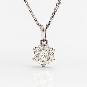 An 18K white gold necklace with a ca. 1.00 ct diamond.