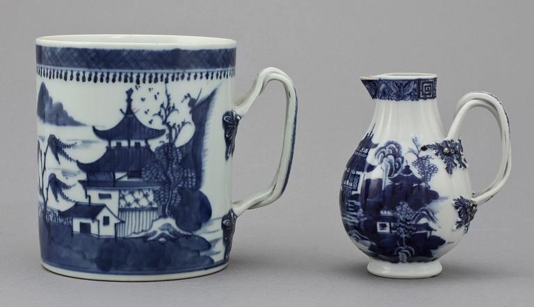 MUGG och KANNA, porslin, Kina, 1700/1800-tal.