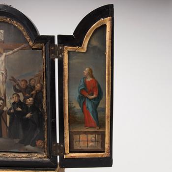 A 17TH-18TH CENTURY FLEMISH ALTARPIECE.