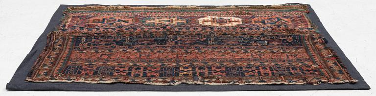 Fragment av en väska, Luri, Sydvästra persien (Iran), ca 93 x 120 cm.