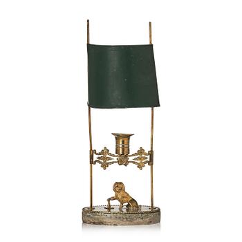 129. A Gustavian gilt brass and 'Kolmård' marbke one-light reading lamp, late 18th century.