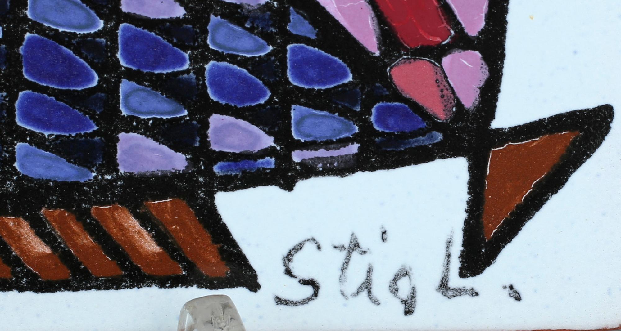 VÄGGPLATTA, Stig Lindberg, Gustavsberg studio, omkring 1960. Numrerad nr 5/40.