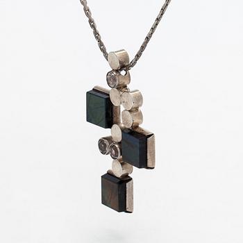 Elis Kauppi, pendant and bracelet, silver, spectrolite, Kupittaan Kulta, Turku 1965.