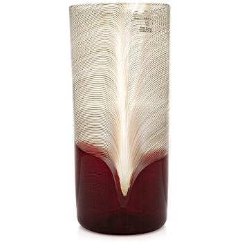 TAPIO WIRKKALA, A glass vase of the 'Pavoni' series, signed Venini Italia 82.