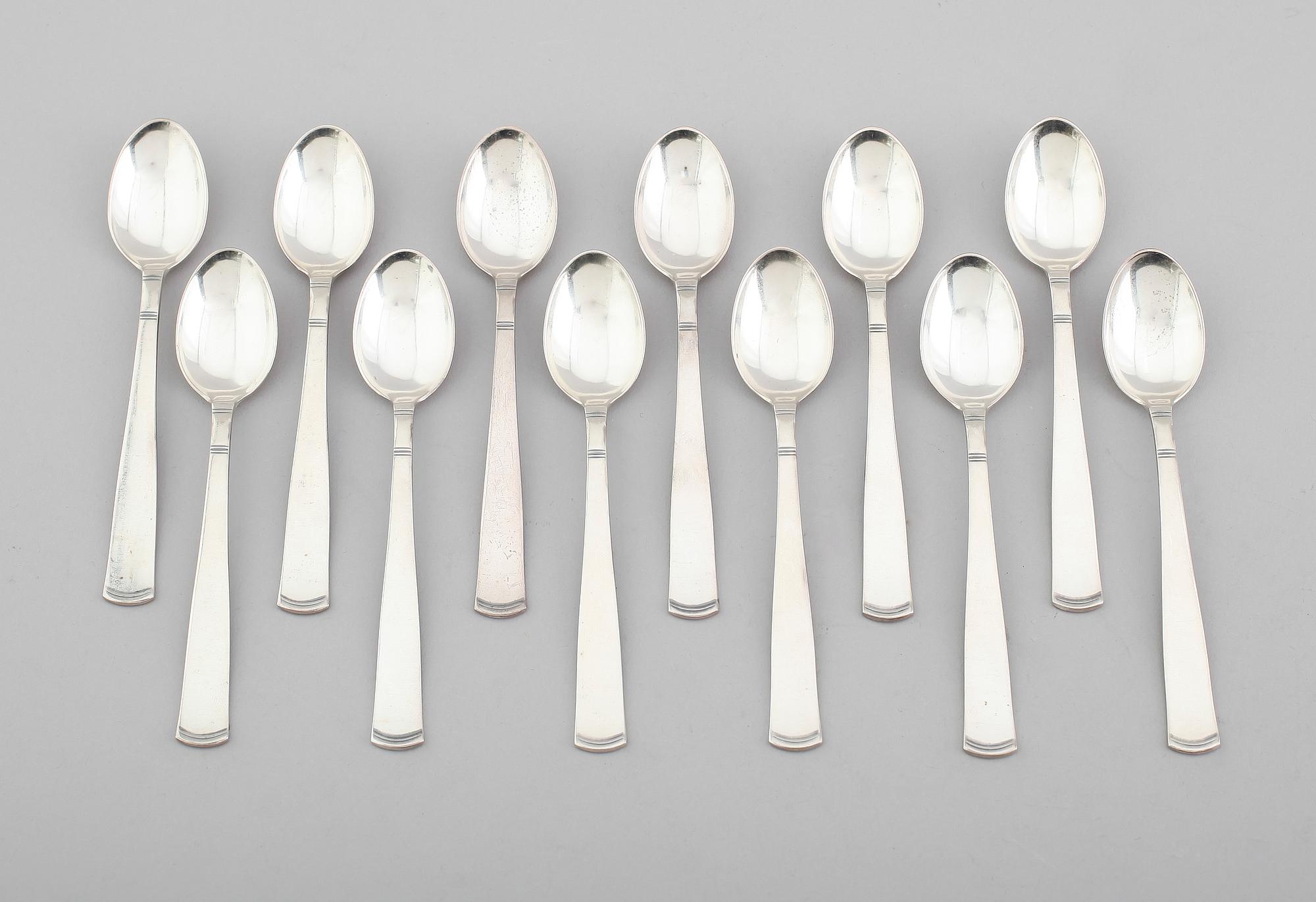 KAFFESKEDAR, 12 st, silver, GAB, Stockholm 1968. Vikt ca 196 gram.