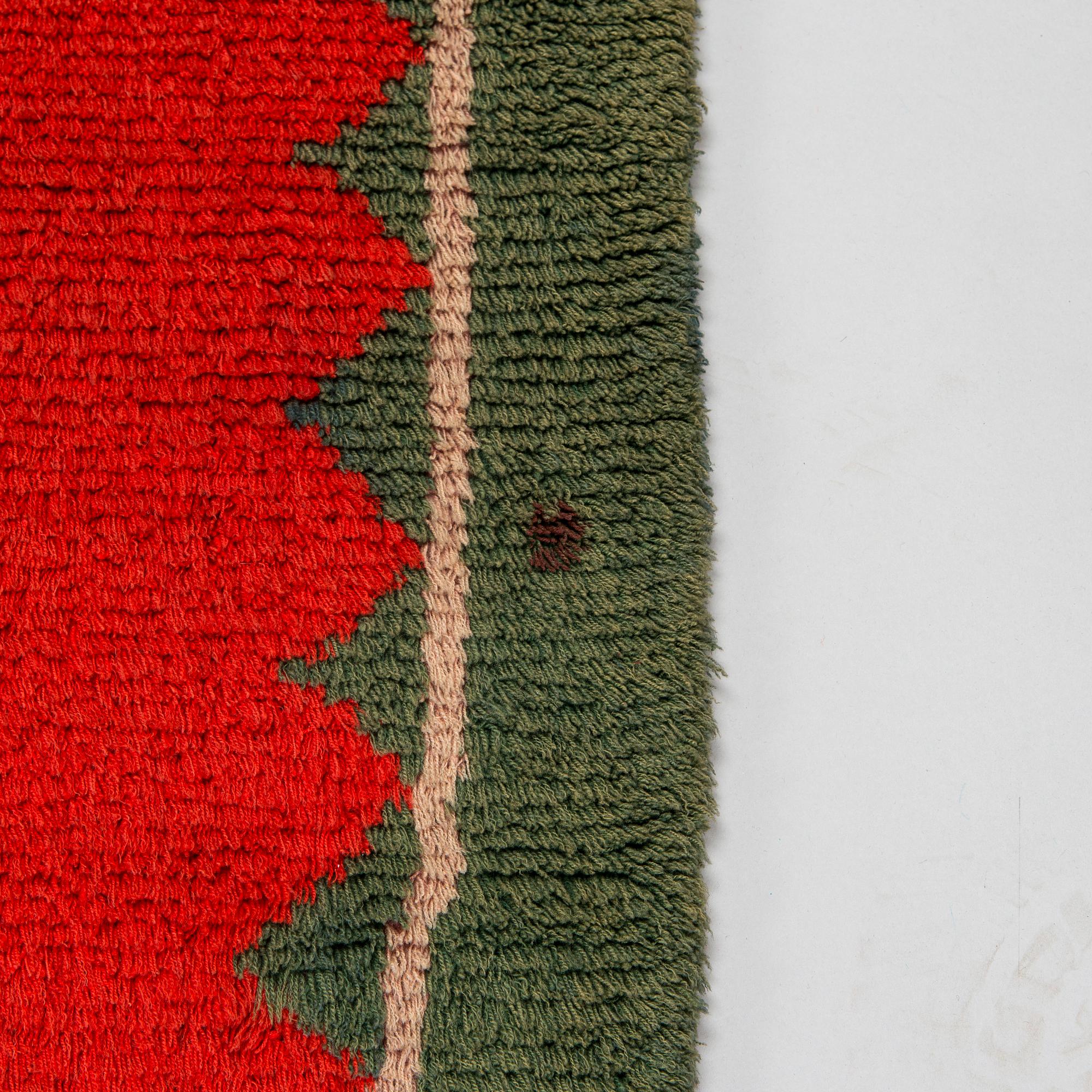 A 1851's finnish folkart long pile ryijy / blanket, ca 180 x 153 cm.