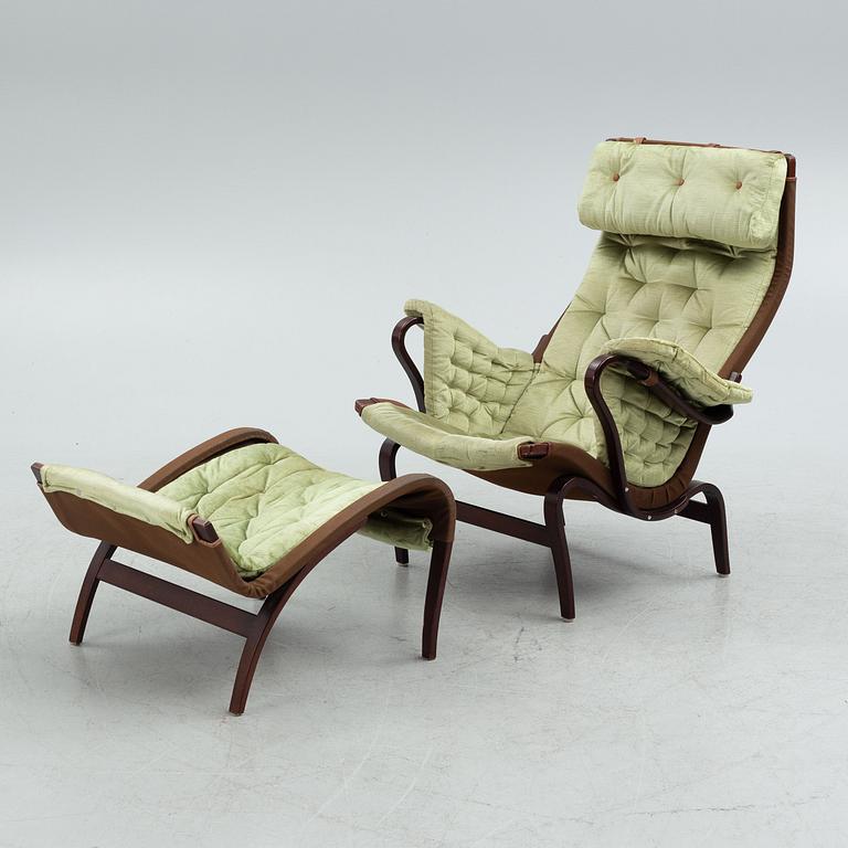 Bruno Mathsson, a 'Pernilla' armchair with ottoman, Dux.