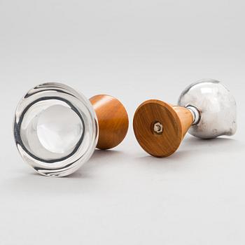 Anna-Greta Eker, A mahogany and silver sugar bowl and cream jug and a silver bowl, Auran Kultaseppä, Turku 1963-67.