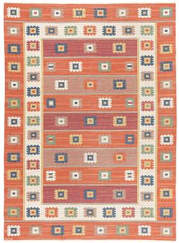 Märta Måås-Fjetterström, a carpet, "Röd grön äng", flat weave, ca 352 x 252 cm, signed AB MMF.