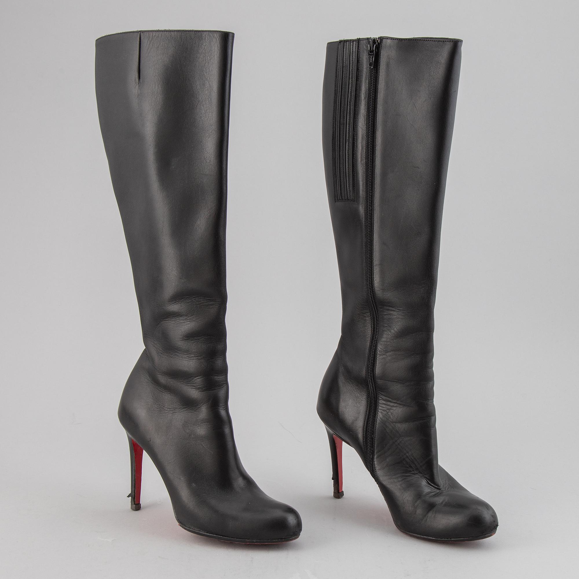 CHRISTIAN LOUBOUTIN, a pair of leather boots, size 37.