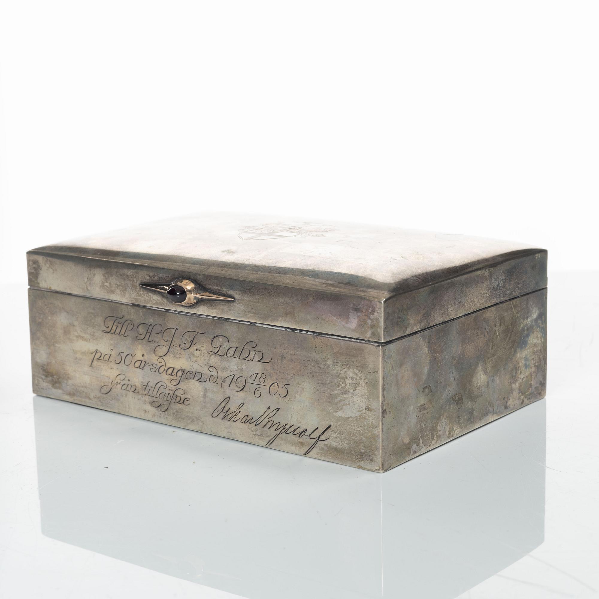 CG Hallberg, cigarrskrin, silver, Stockholm 1905.