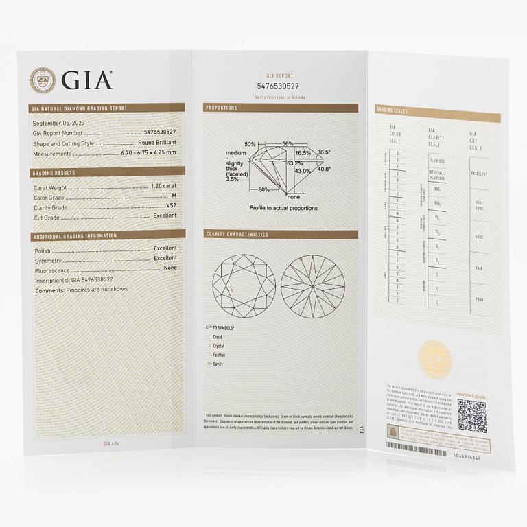 A pair of 18K gold earrings with round brilliant-cut diamonds.