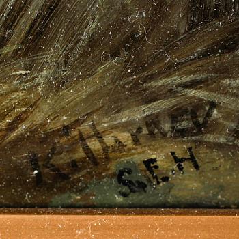 OKÄND KONSTNÄR, olja på pannå, monogramsignerad SEH, England, 1800-/1900-tal.
