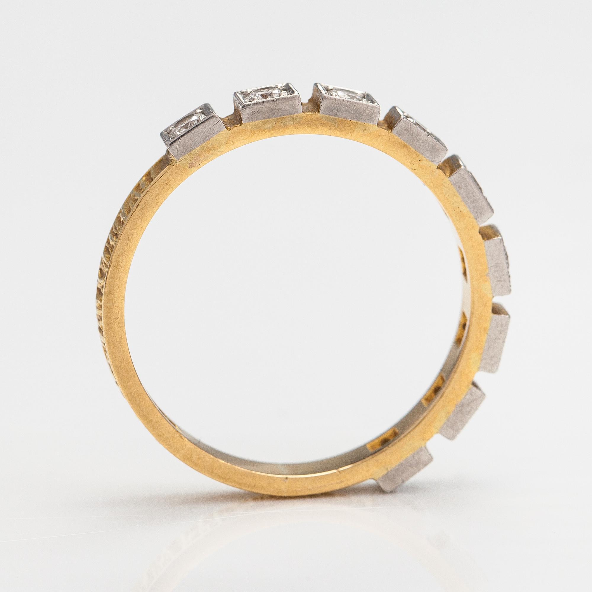 Björn Weckström, Sormus "Timanttikihla", 18K kultaa ja timantteja n. 0.36 ct yht. Lapponia 1975.