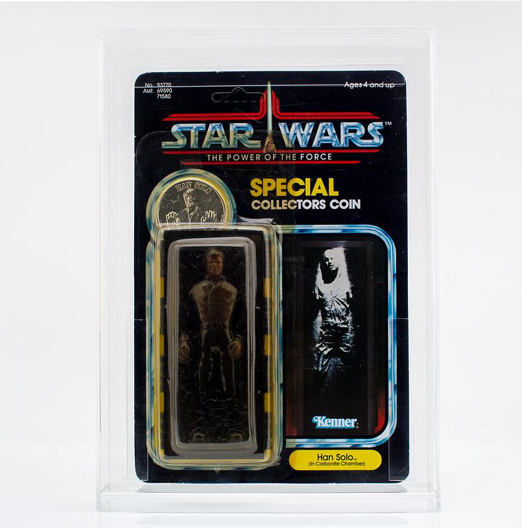 STAR WARS, Chewbacca, Han Solo (In Carbonite Chamber) & Lando Calrissian (General Pilot), POTF, 92 back, Kenner 1984.