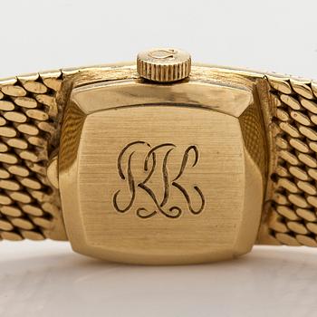 Omega, wristwatch, 18K gold, manual, plexiglass.