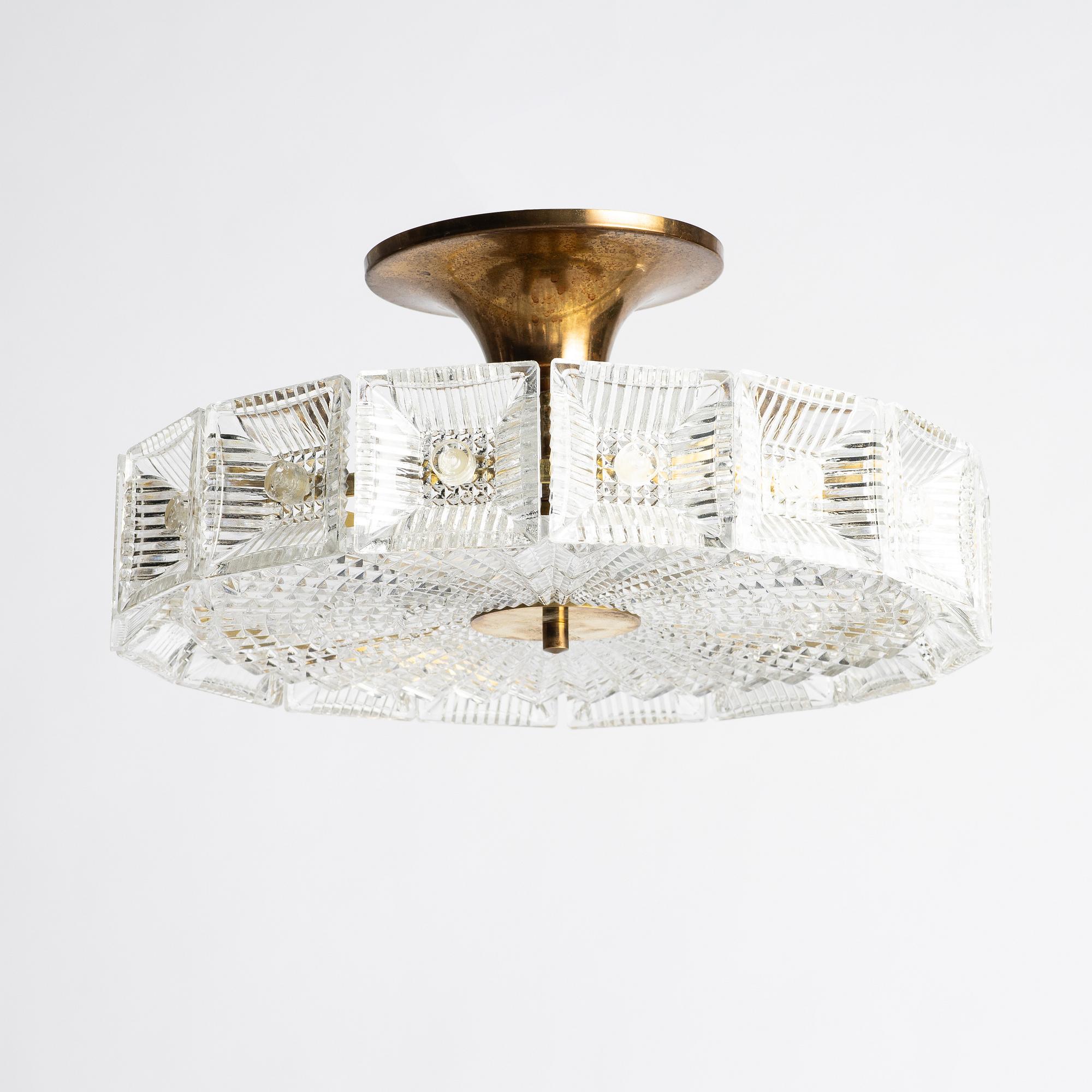 Carl Fagerlund, ceiling lamp, Orrefors, second half of the 20th century.
