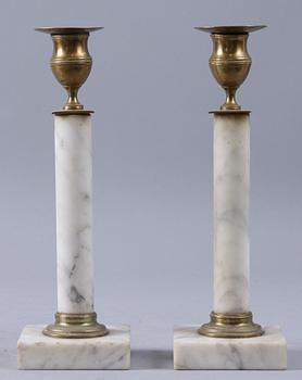 LJUSSTAKAR, ett par, sengustavianska, 1800-tal.