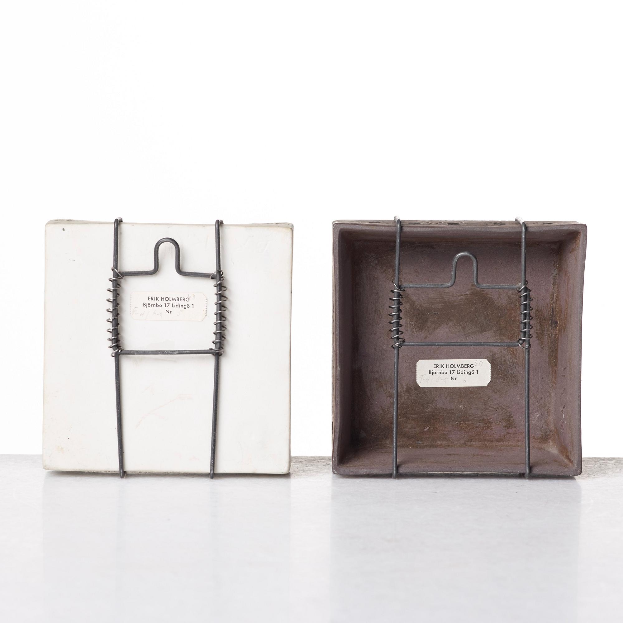 Rut Bryk, two stoneware plaques, Arabia, Finland late 1950's.