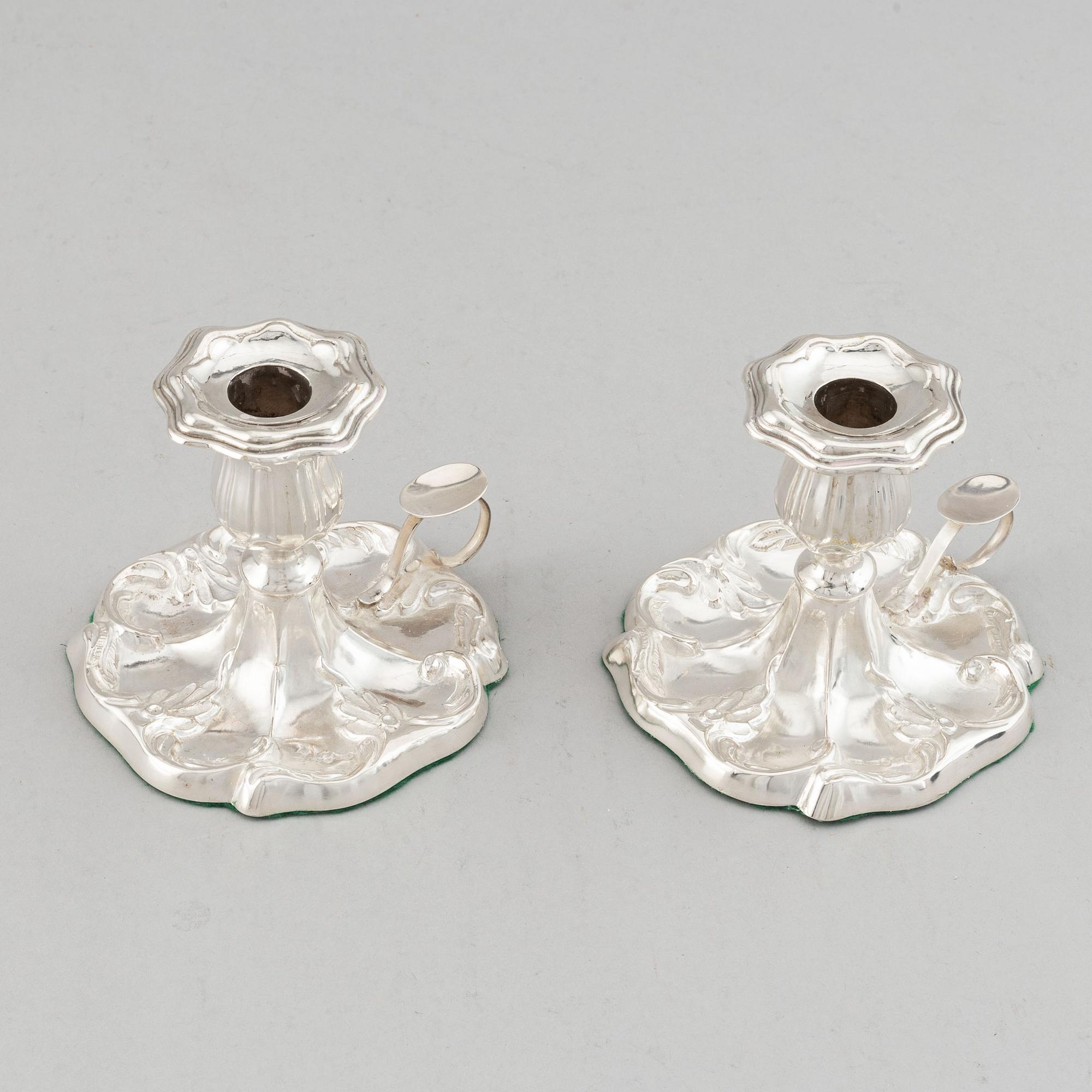 W Pettersson, nattljusstakar, ett par, silver, Åbo 1891.