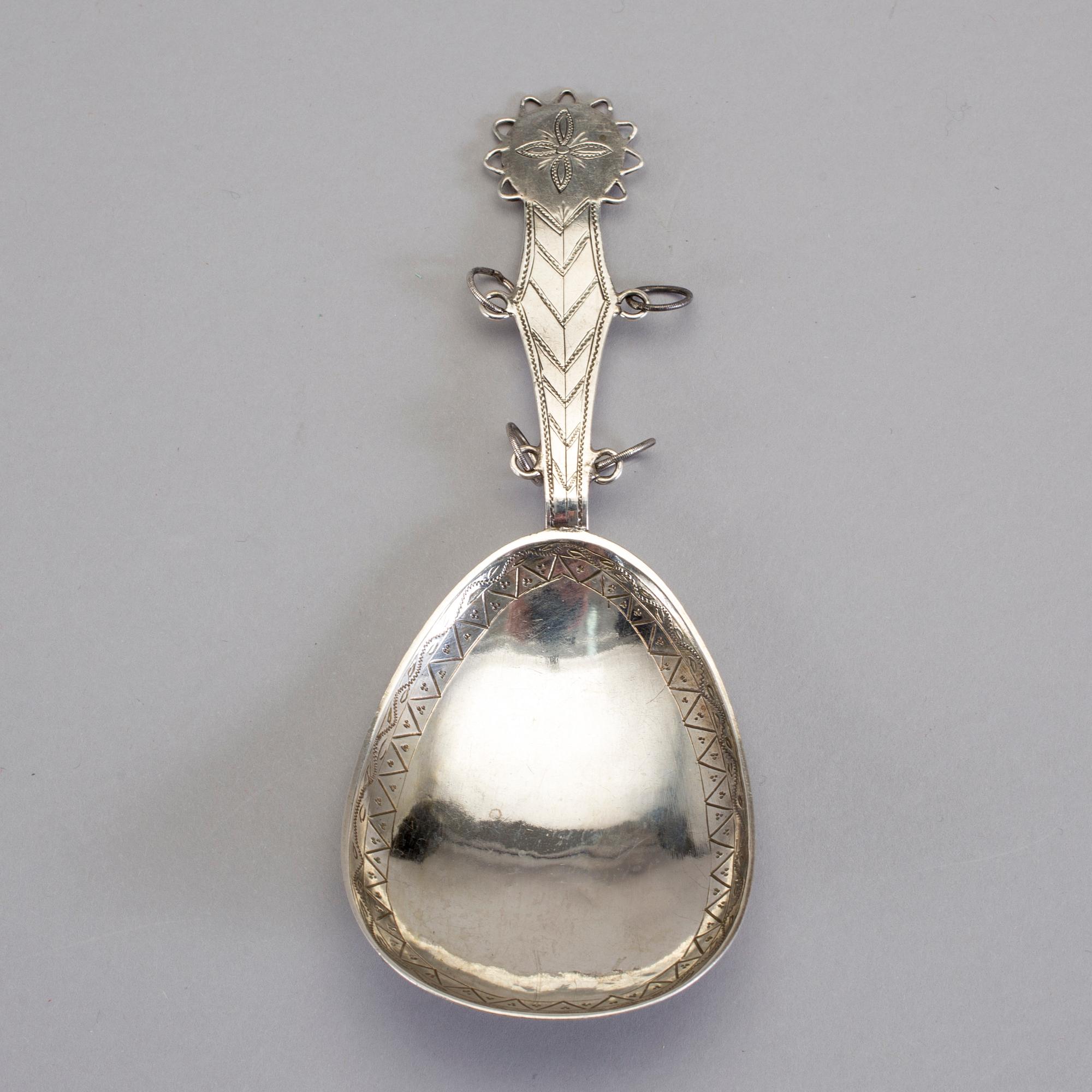 SKED, silver, Johan Olof Degerman, Haparanda, 1887. Vikt 26 gram.