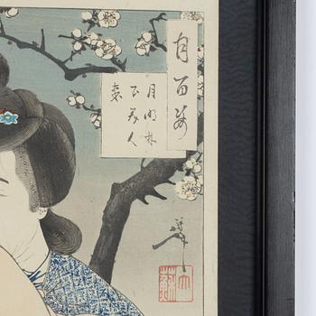Tsukioka Yoshitoshi, 'In the Moonlight Under the Trees a Beautiful Woman Comes'.