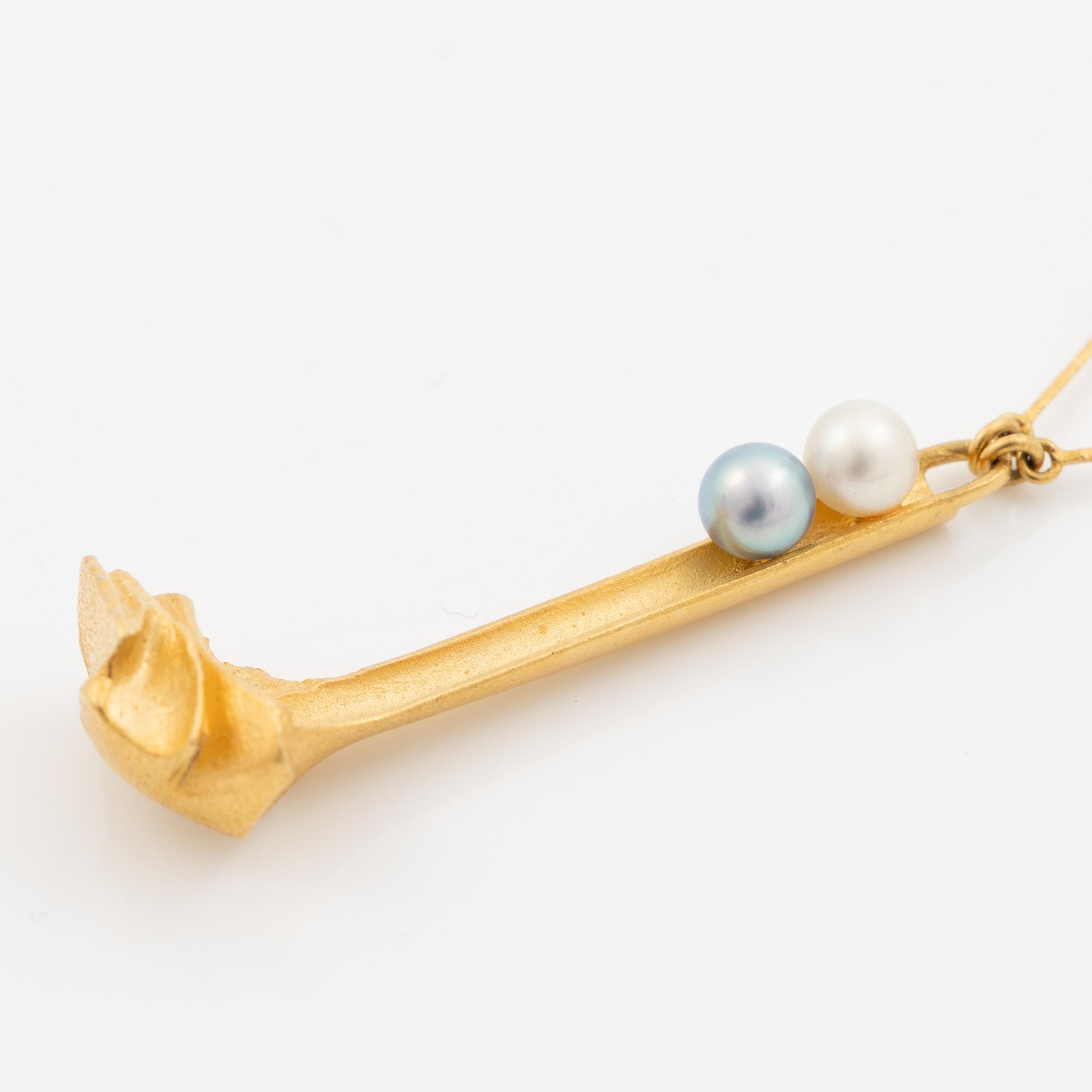 Björn Weckström, Necklace "Arousal", 18K gold with pearls. Lapponia 1979.