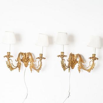 Wall sconces, a pair, circa 1900.