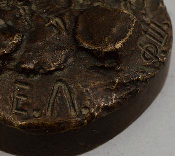 OKÄND KONSTNÄR, skulptur, brons, monogramsign E A, 1800-tal.