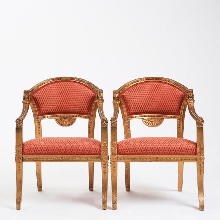 A pair of Swedish chairs in N C Salton's manner,  19th century.