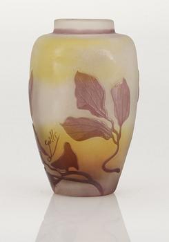 An art nouveau Emile Gallé cameo glass vase, Nancy, France.