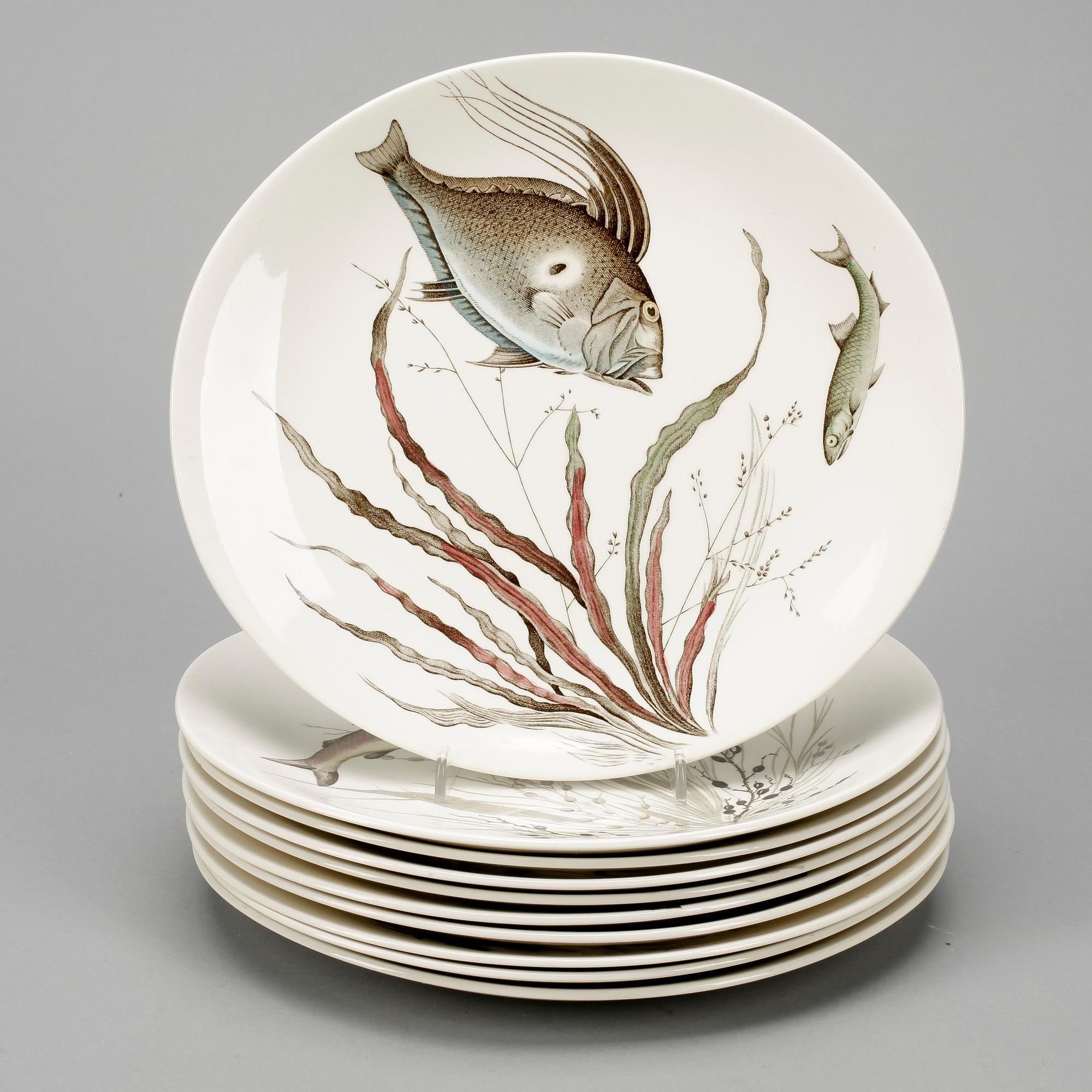 FISKTALLRIKAR, 12 delar, "Fish" Johnson Bros. England, 1900-talets andra hälft.