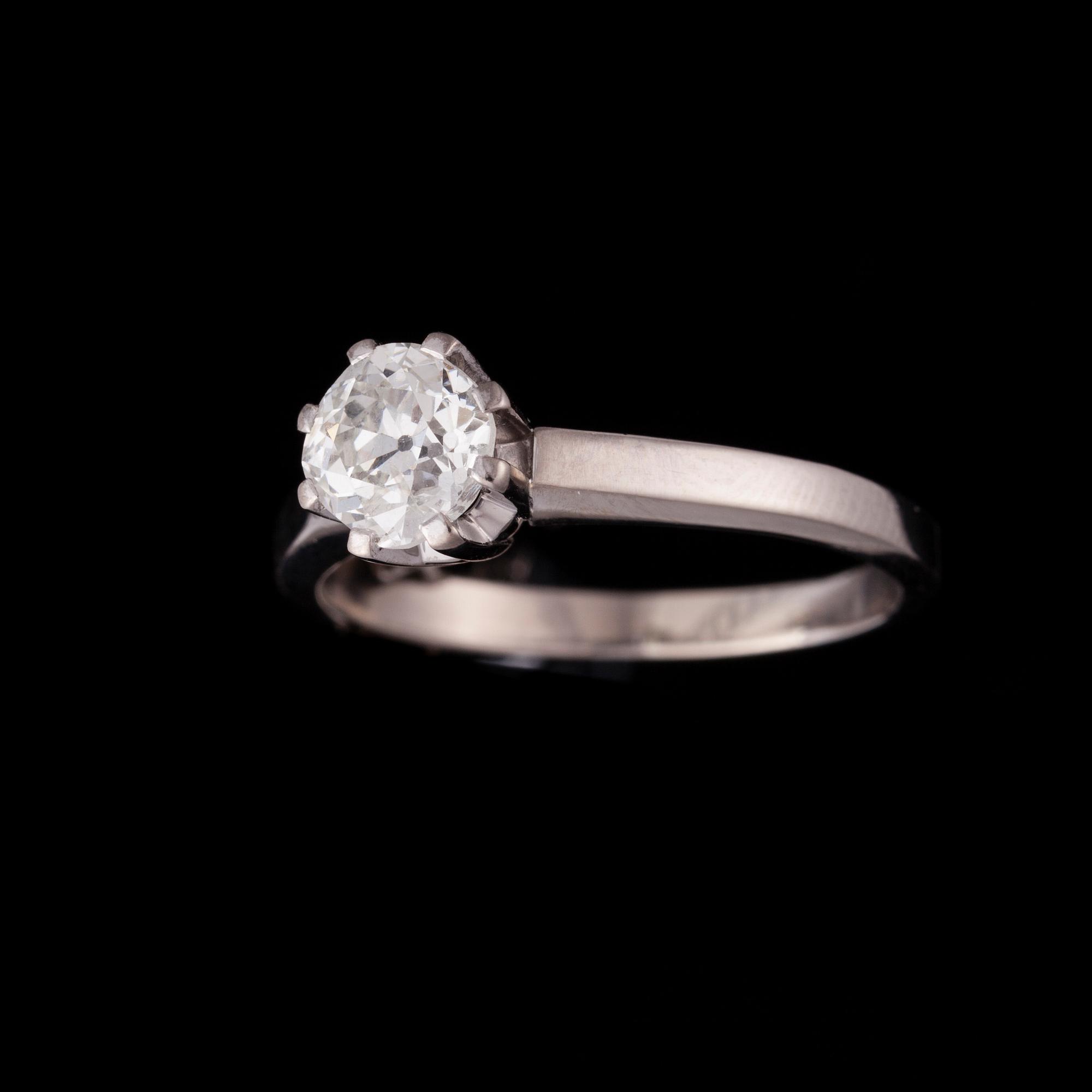 RING, 18K vitguld, briljantslipad diamant 1,14 ct, kulett. N. Westerback Helsingfors 1967. Vikt 4,7 g.