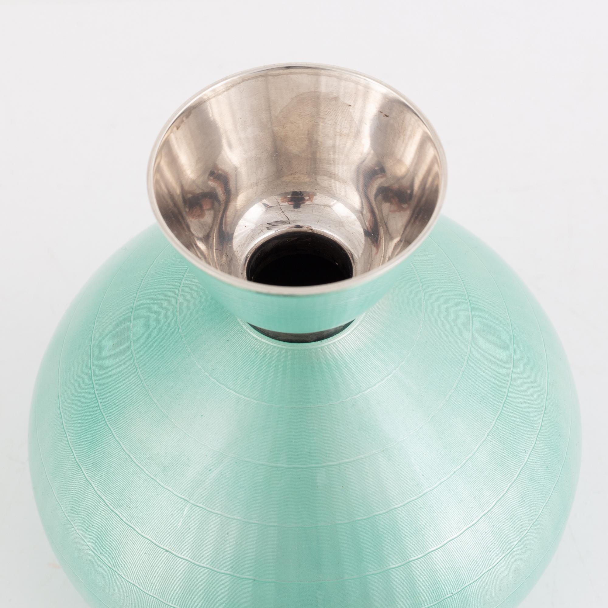 David-Andersen, a Sterling Silver and Enamel Vase, model 4033, Norway.
