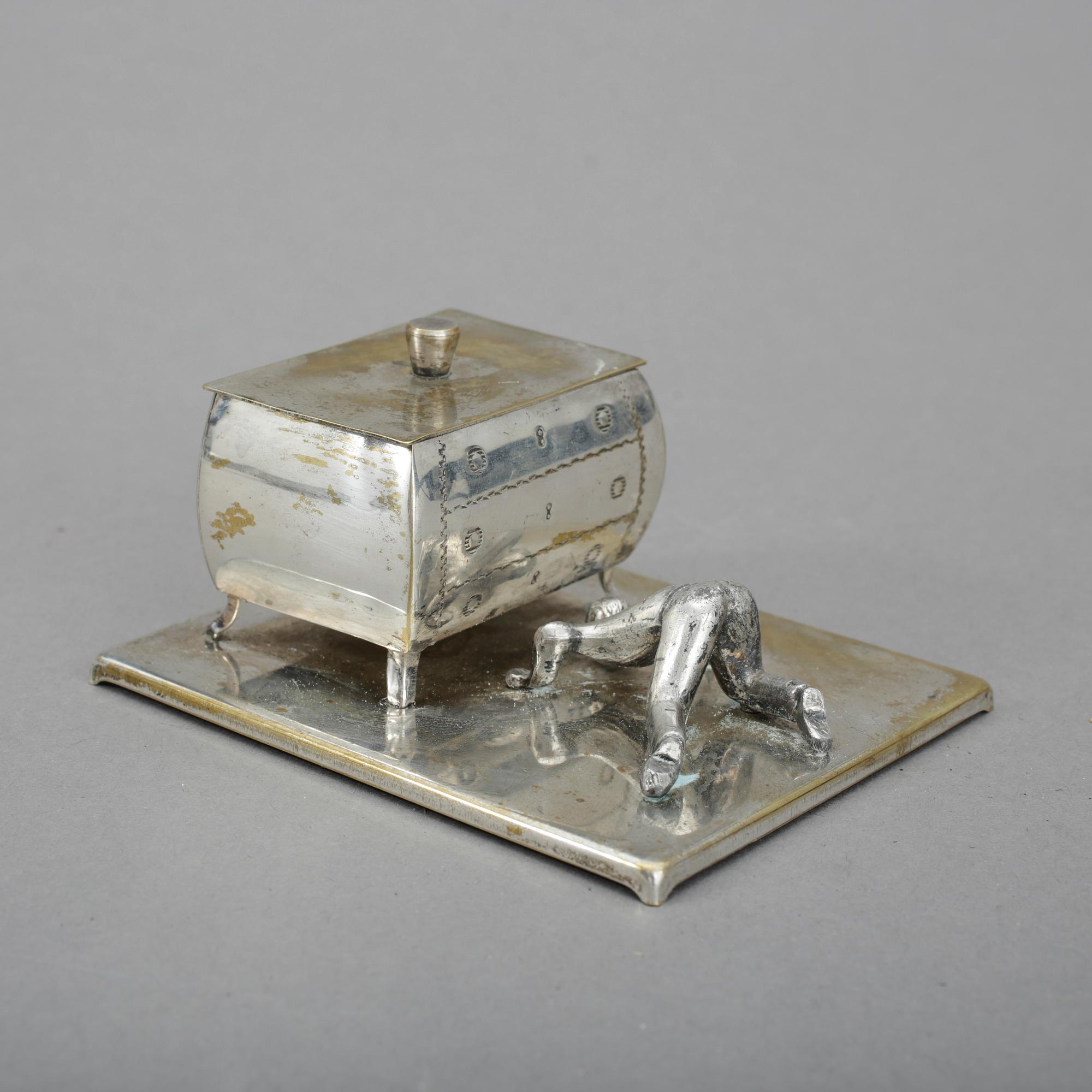 MANSCHETTKNAPPSASK, nysilver, Eskilstuna, 1900-tal.