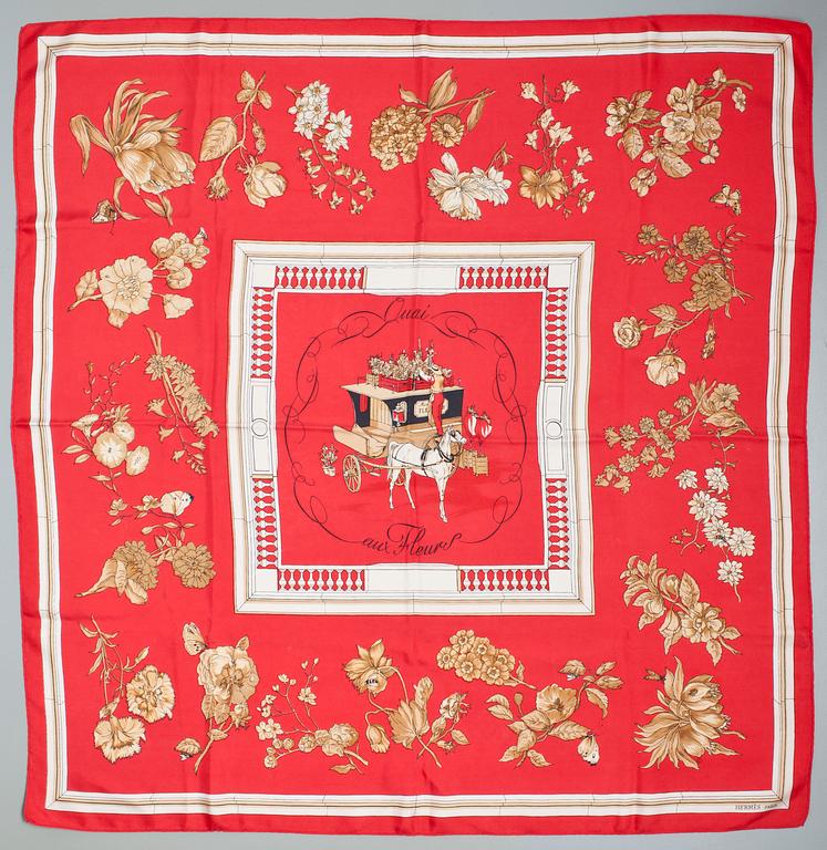 A Hermès silk scarf "Quai aux Fleures".