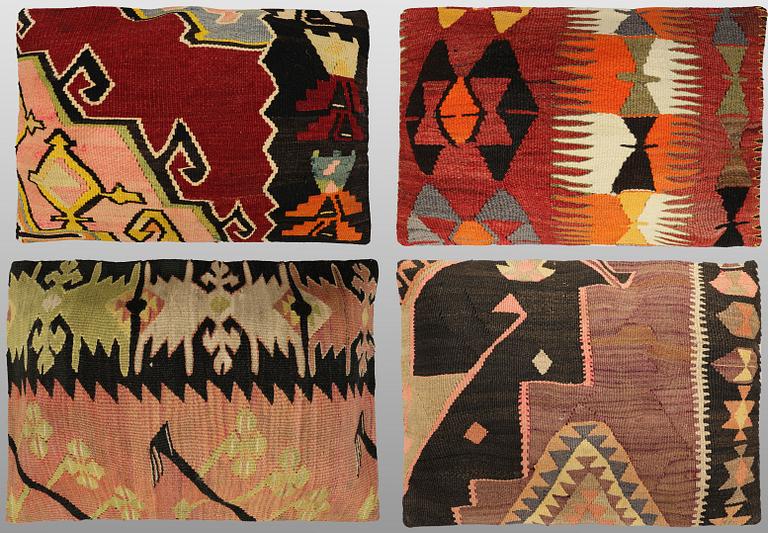 A set of four Kilim cushion covers, Anatolia, ca 70 x 50 cm.