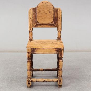 A painted pine chair from Jämtland or Härjedalen, 19th Century.