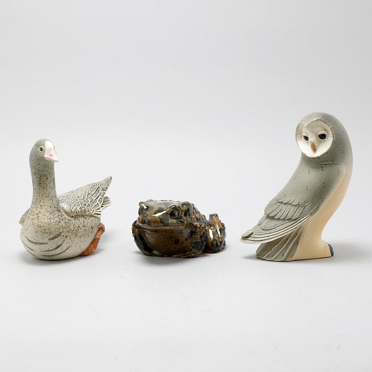 Three stoneware figurines by Gustavsberg, from the late 20th century.