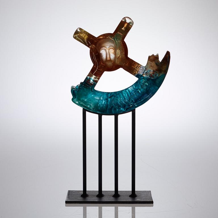 KJELL ENGMAN, skulptur "Chakira", Orrefors 1995, unik.
