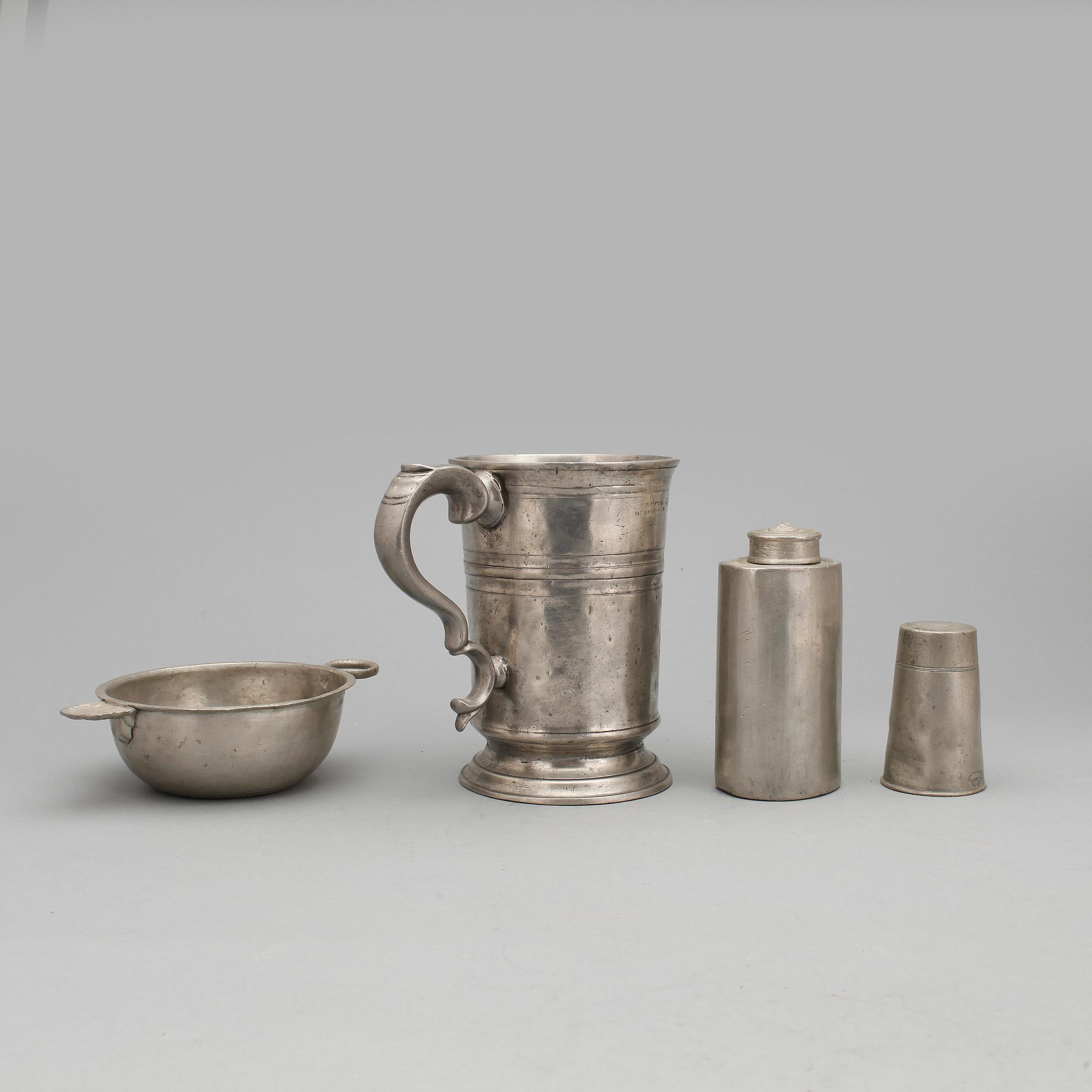 PARTI TENNFÖREMÅL, 4 st, bland annat Erik Wikgren, Nyköping, 1819.