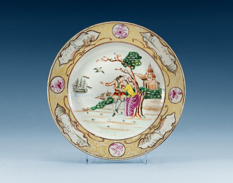 A 'European Subject' dinner plate, Qing dynasty, Qianlong (1736-95).